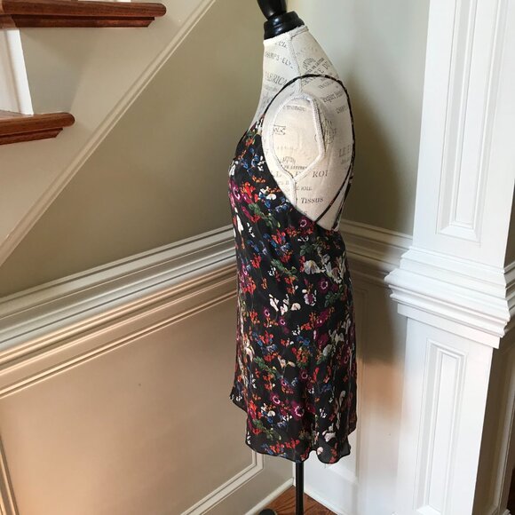 Alice + Olivia Mini Slip Dress Womens 4 Black Red Blue Floral Print Sleeveless - Picture 6 of 10